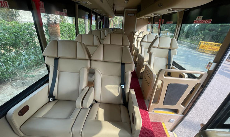 16 seater sml isuzu ultra luxury coach with toilet washroom hire delhi