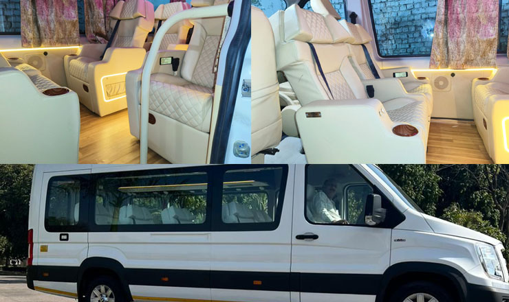 9 seater force urbania luxury van with 1x1 maharaja seats hire delhi